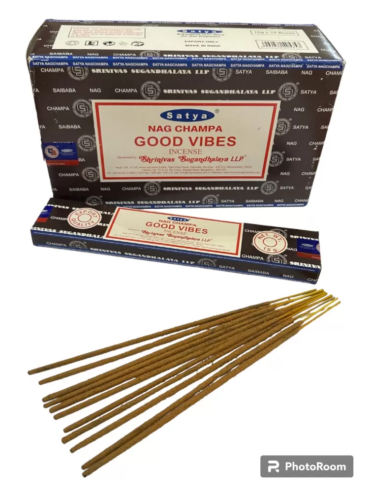 Satya - Nag Champa Good Vibes Incense - 12 Packets Of 15 gms Each