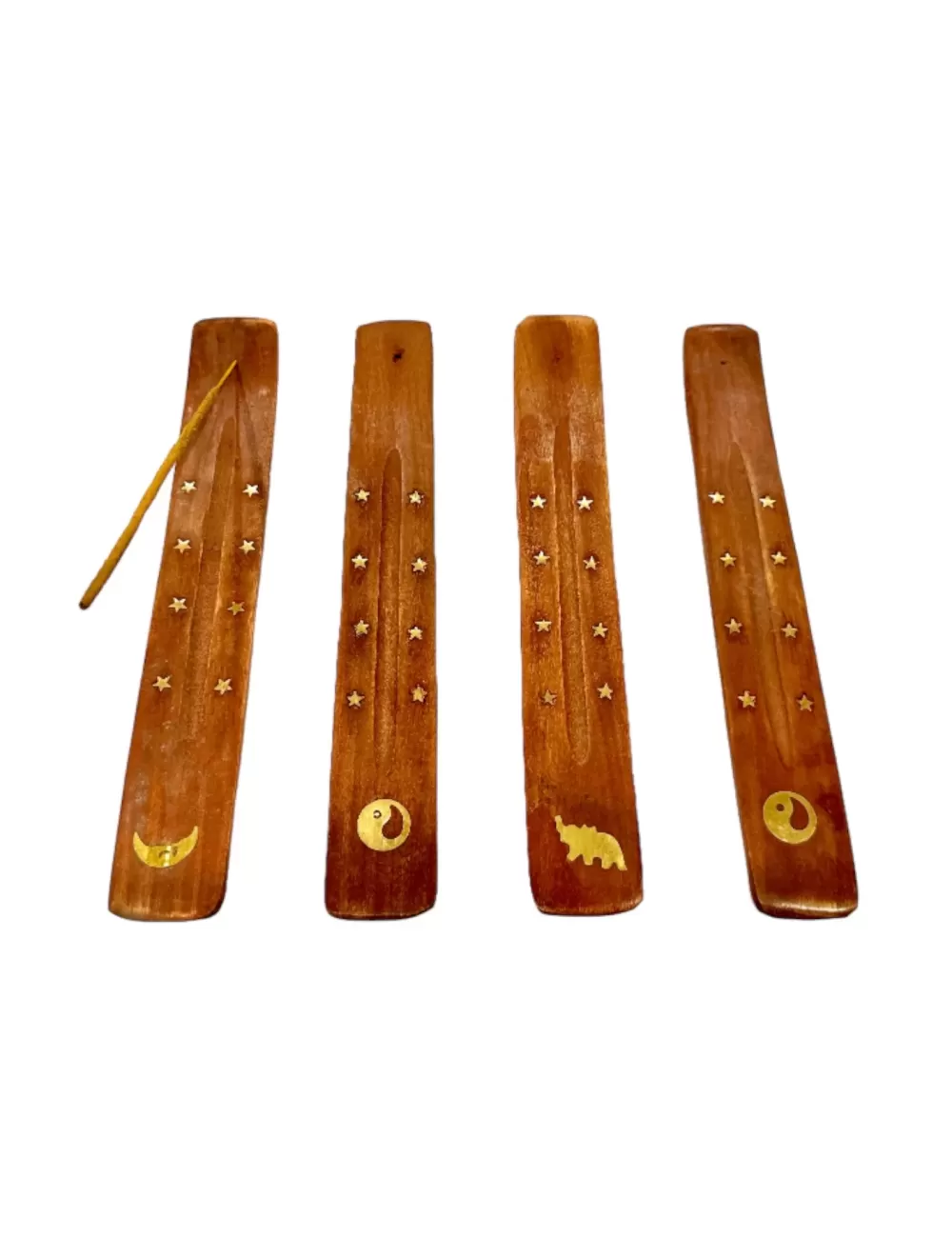 Wooden Flat Ash Catcher - Brass Inlay - Assorted Prints