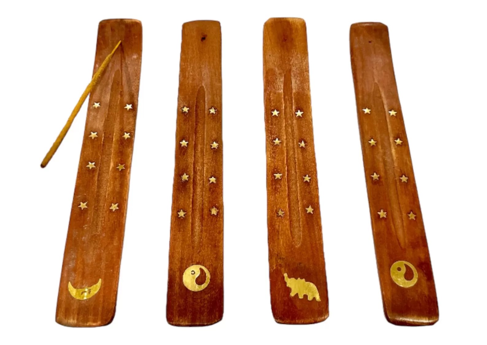 Wooden Flat Ash Catcher - Brass Inlay - Assorted Prints