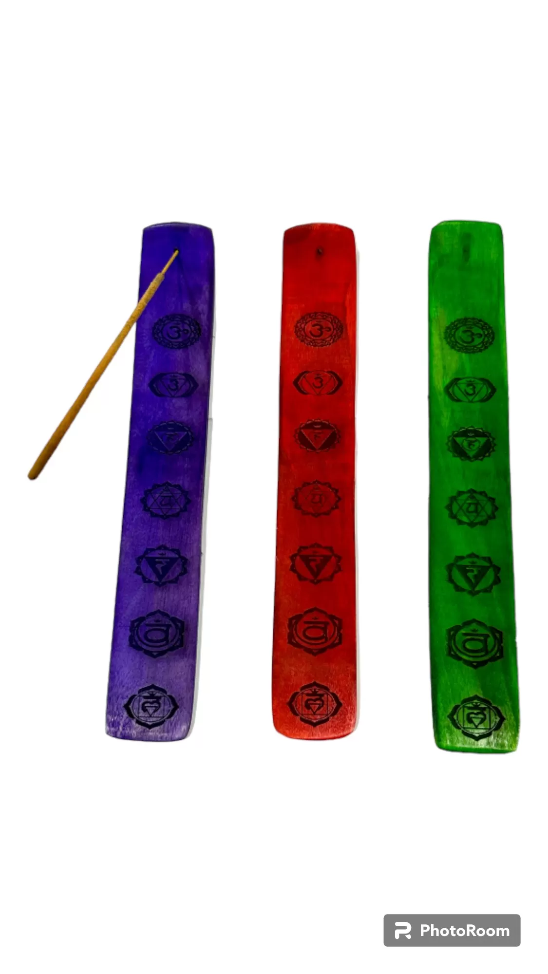 Colorful Wooden Flat Ash Catcher - Carved Prints - Assorted Colors