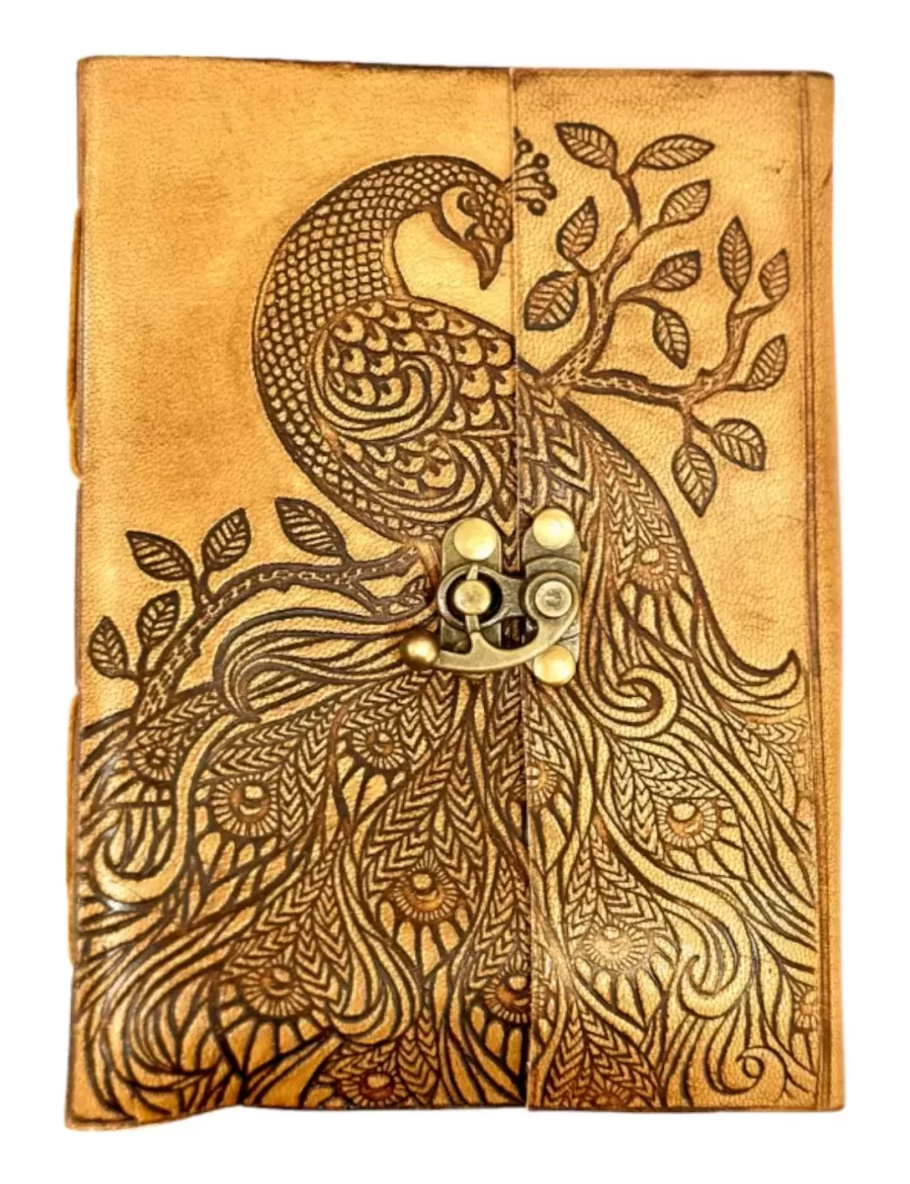RLD-3 : Peacock Embossed Leather Latch Up Diary : 13X18 cms