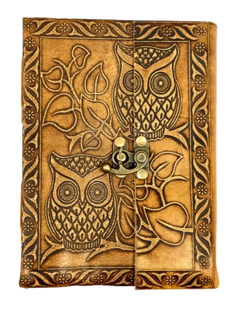 RLD-4 : Owl Embossed Leather Latch Up Diary : 13X18 cms