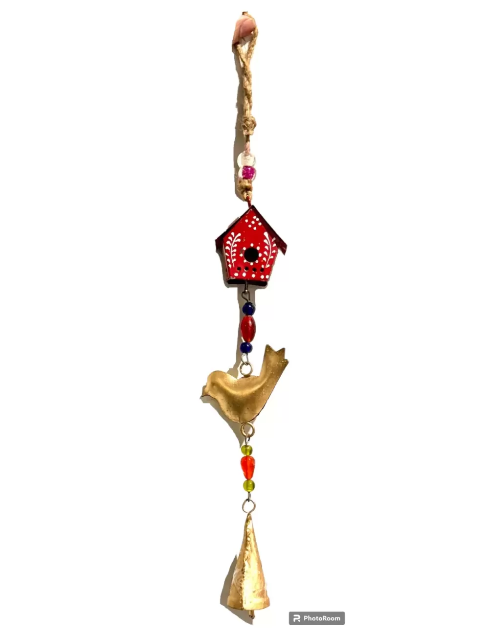 SH-7 : Metal Art Bird House with Bell Hanging