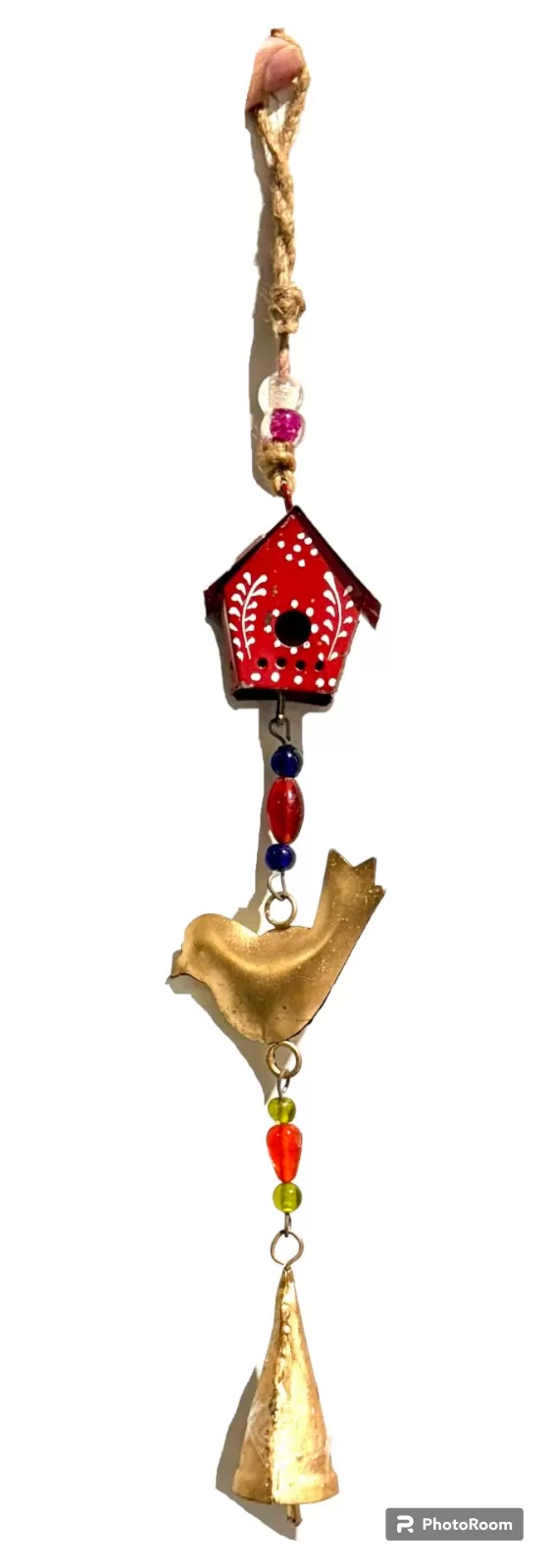 SH-7 : Metal Art Bird House with Bell Hanging