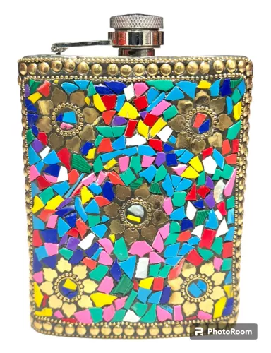 Hip Flask with Chipped Stones