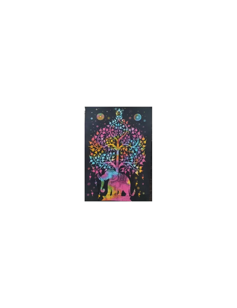 Tie Dye Tree of Life With Elephant - Single Bedsheet
