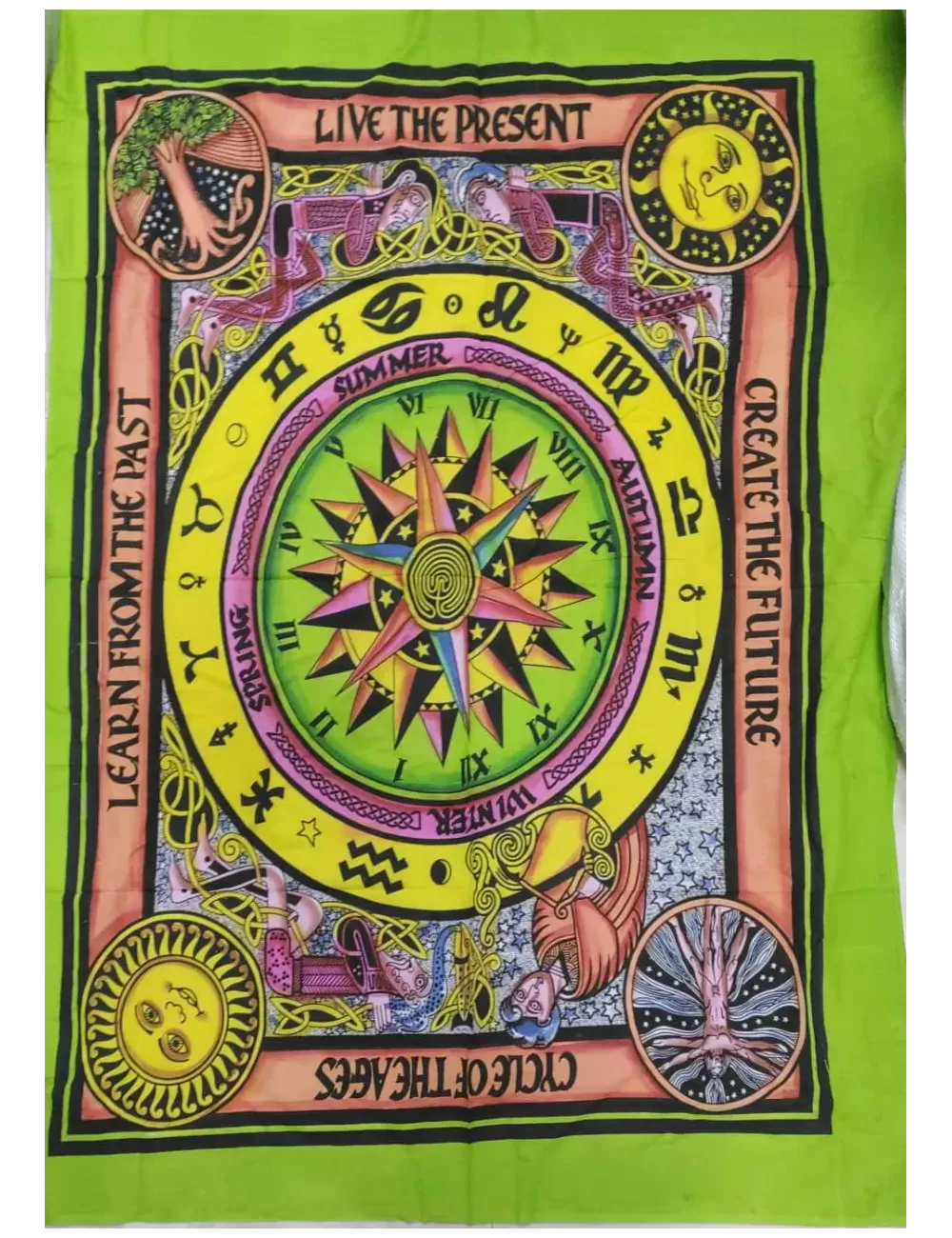 Colorful Psychedelic Celtic Cycle of Ages Tapestry - Wall Hanging