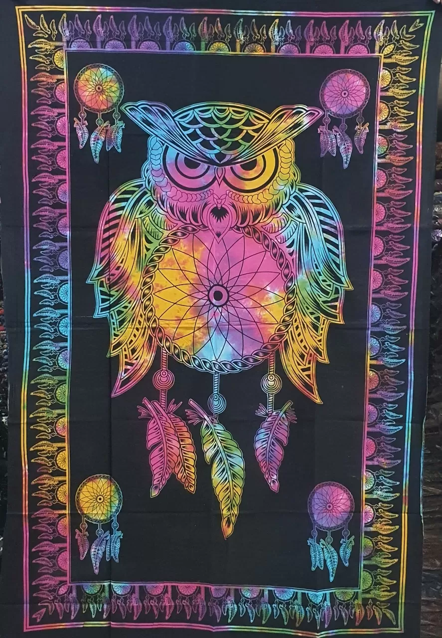 Owl Dream Catcher Mandala Tapestry - Wall Hanging