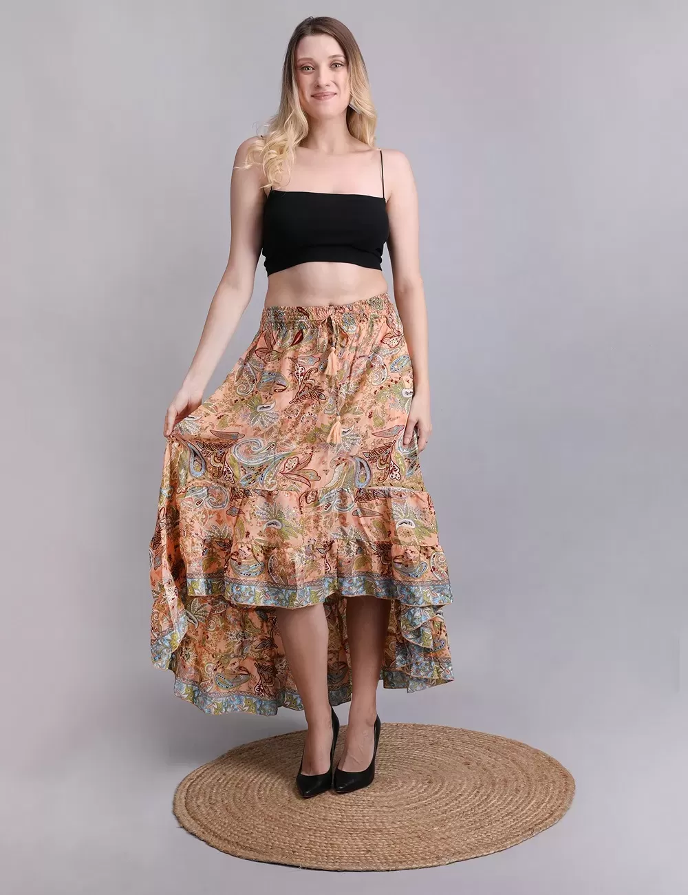 DB-53: Asymmetrical Silk Skirt