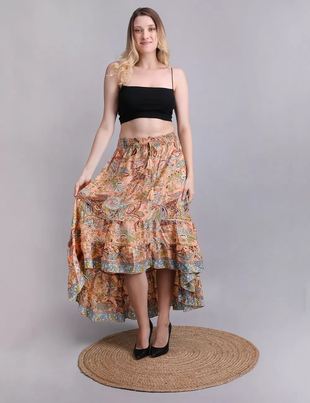 DB-53: Asymmetrical Silk Skirt