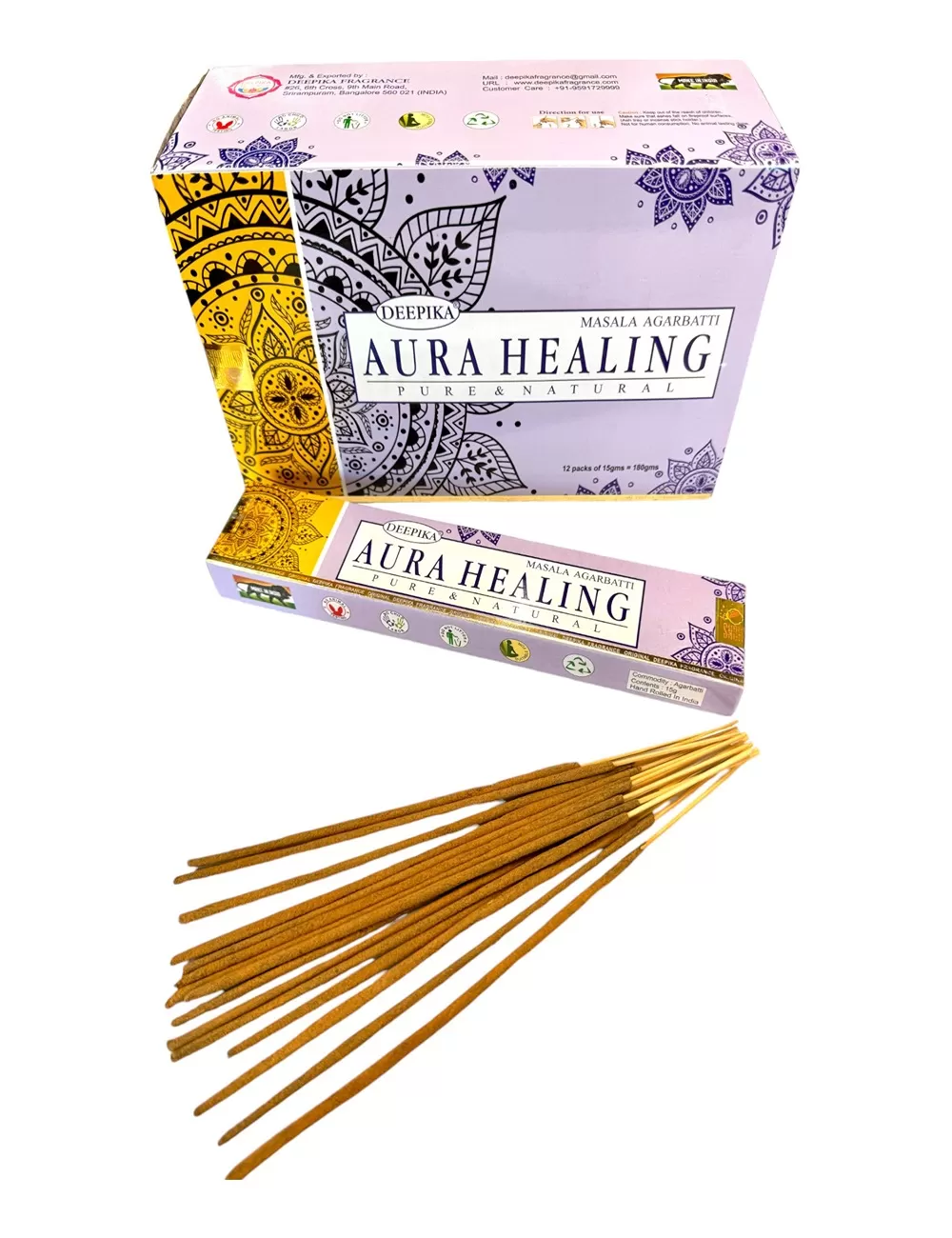 Deepika - Aura Healing Incense - 12 Packets Of 15 gms Each