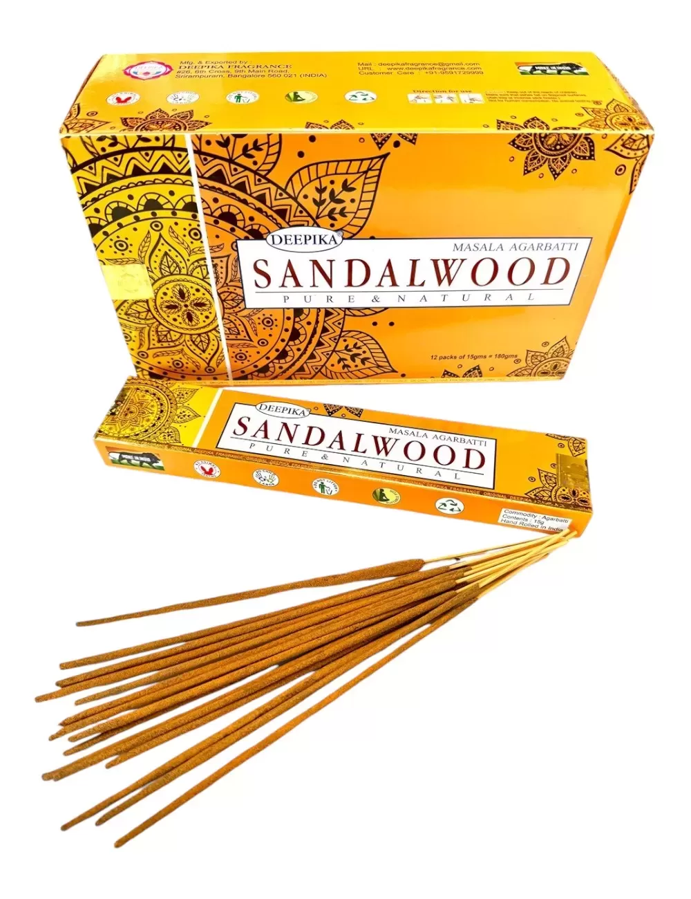 Deepika - Sandalwood Incense - 12 Packets Of 15 gms Each