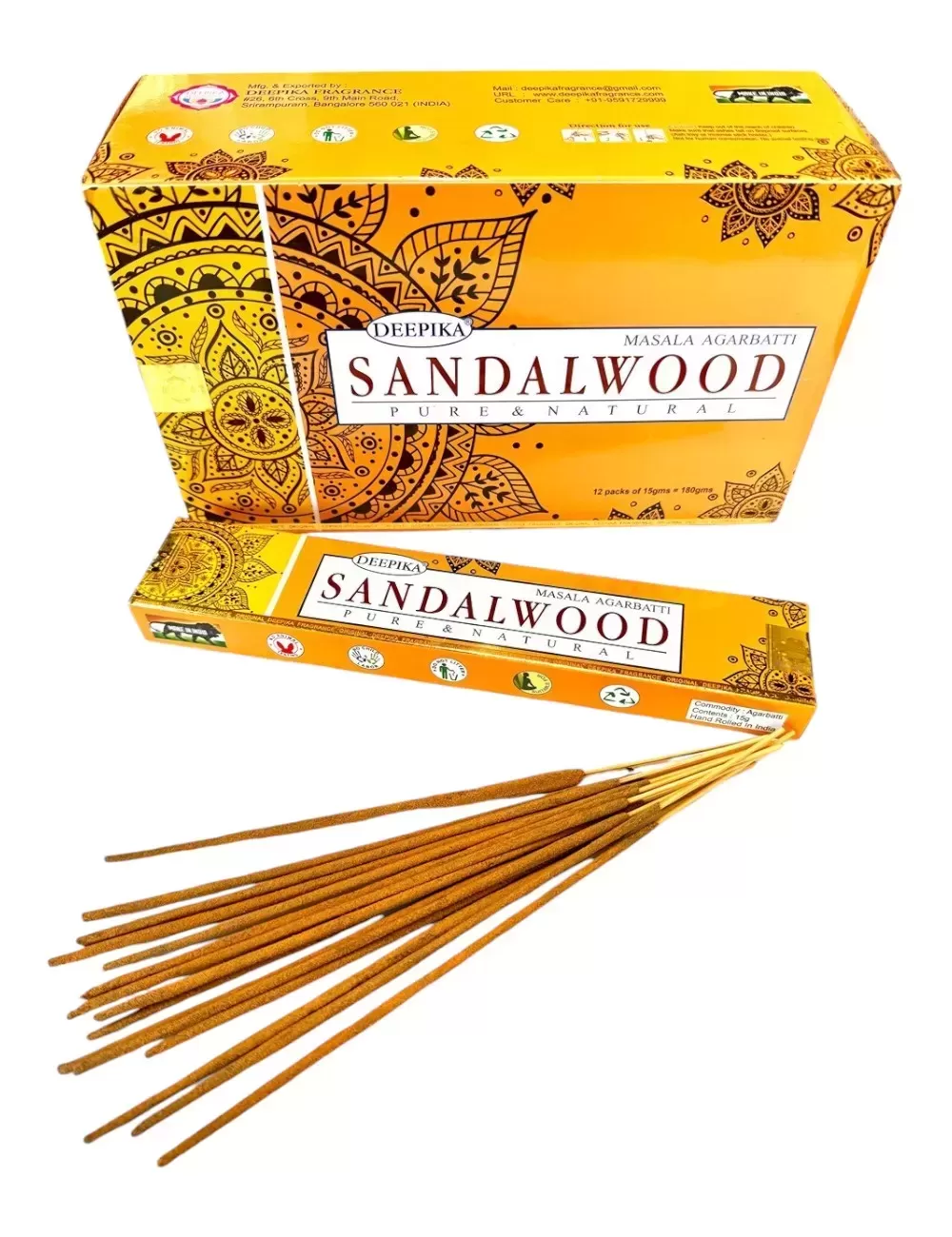 Deepika - Sandalwood Incense - 12 Packets Of 15 gms Each