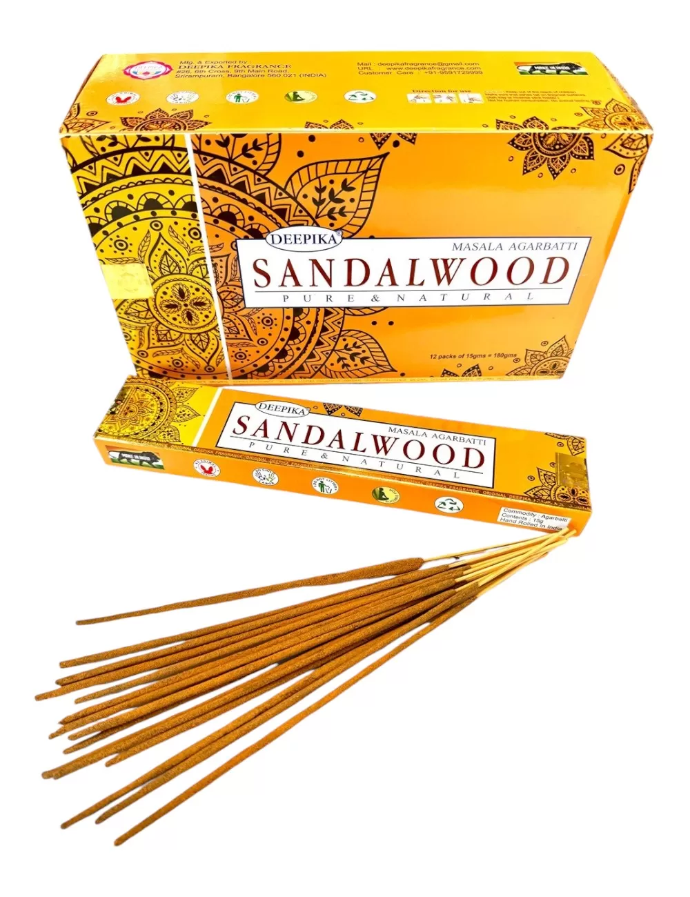 Deepika - Sandalwood Incense - 12 Packets Of 15 gms Each
