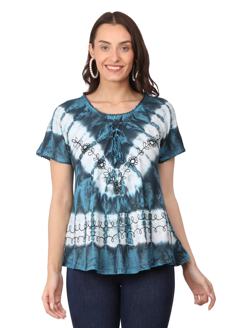 D-05 : Tie Dye Cap Sleeve Blouse