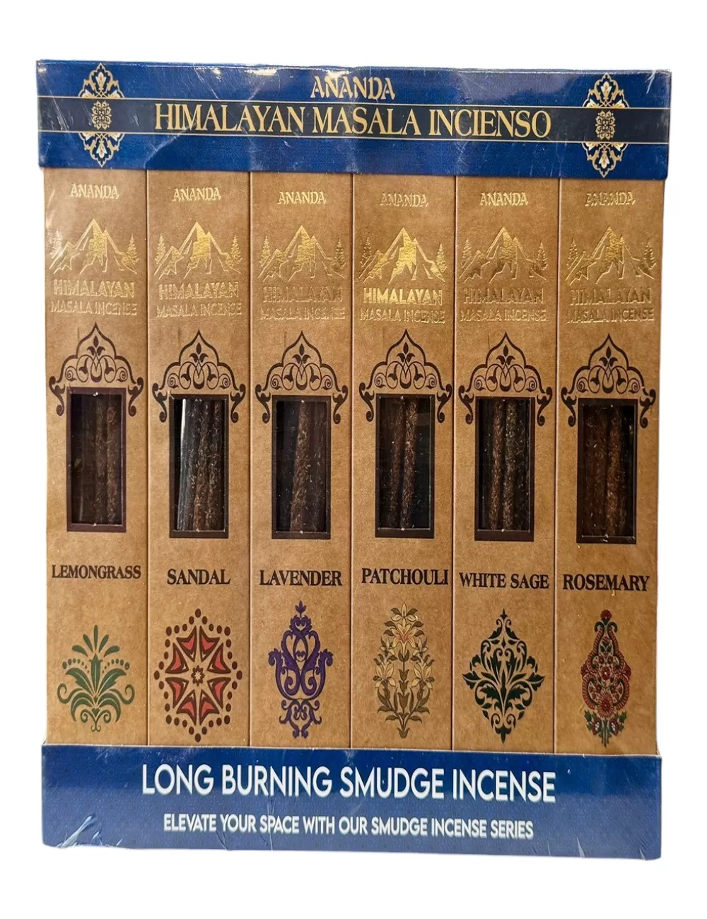 ASI 1: Ananda - All Natural Hand Rolled Smudge Incense -  Collection Set - 6 Packets of 10 Sticks Each