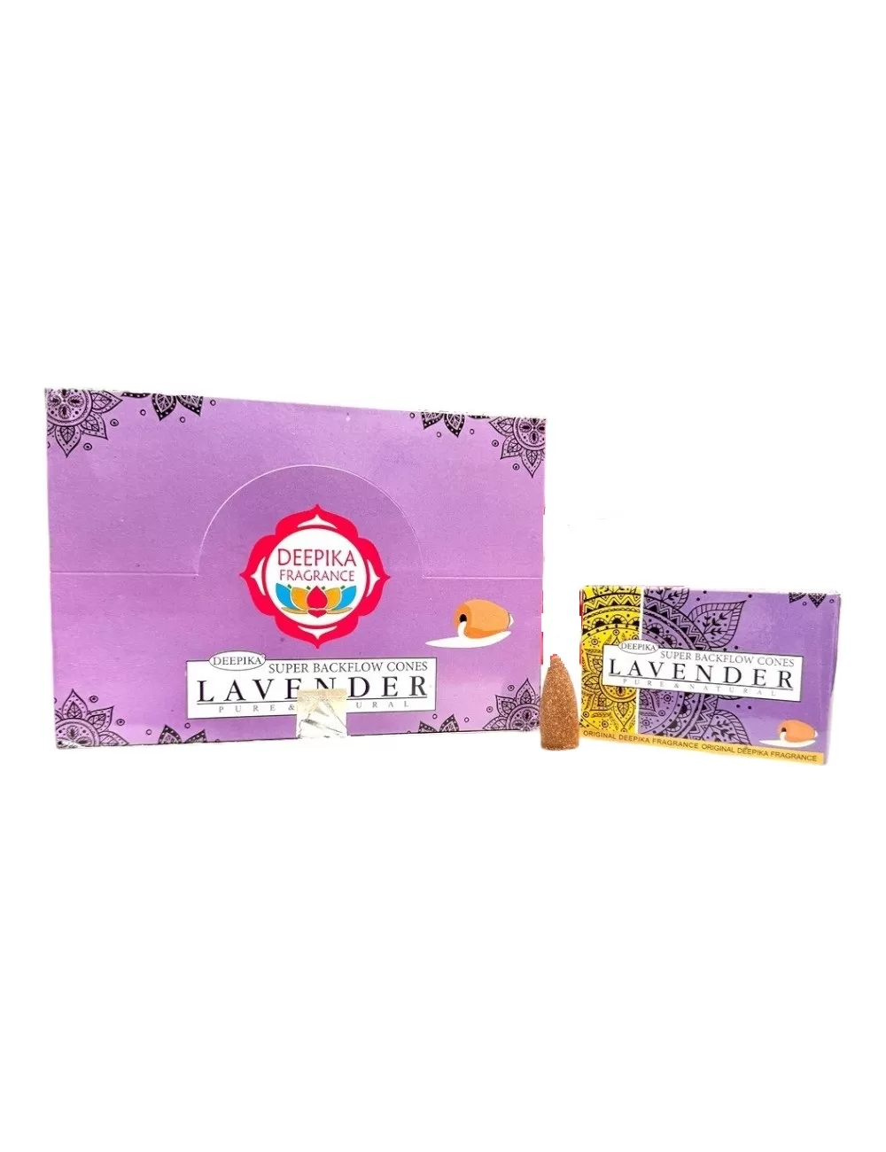 DBC-8 : Deepika Lavender Super Backflow Dhoop Cones - 12 Packets Of 10 Cones Each