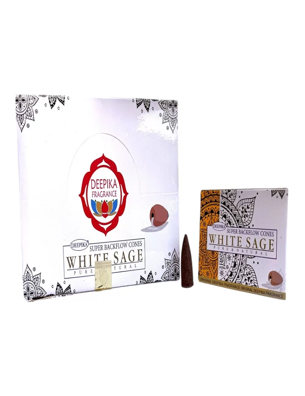 DBC-10 : Deepika White Sage Super Backflow Dhoop Cones - 12 Packets Of 10 Cones Each