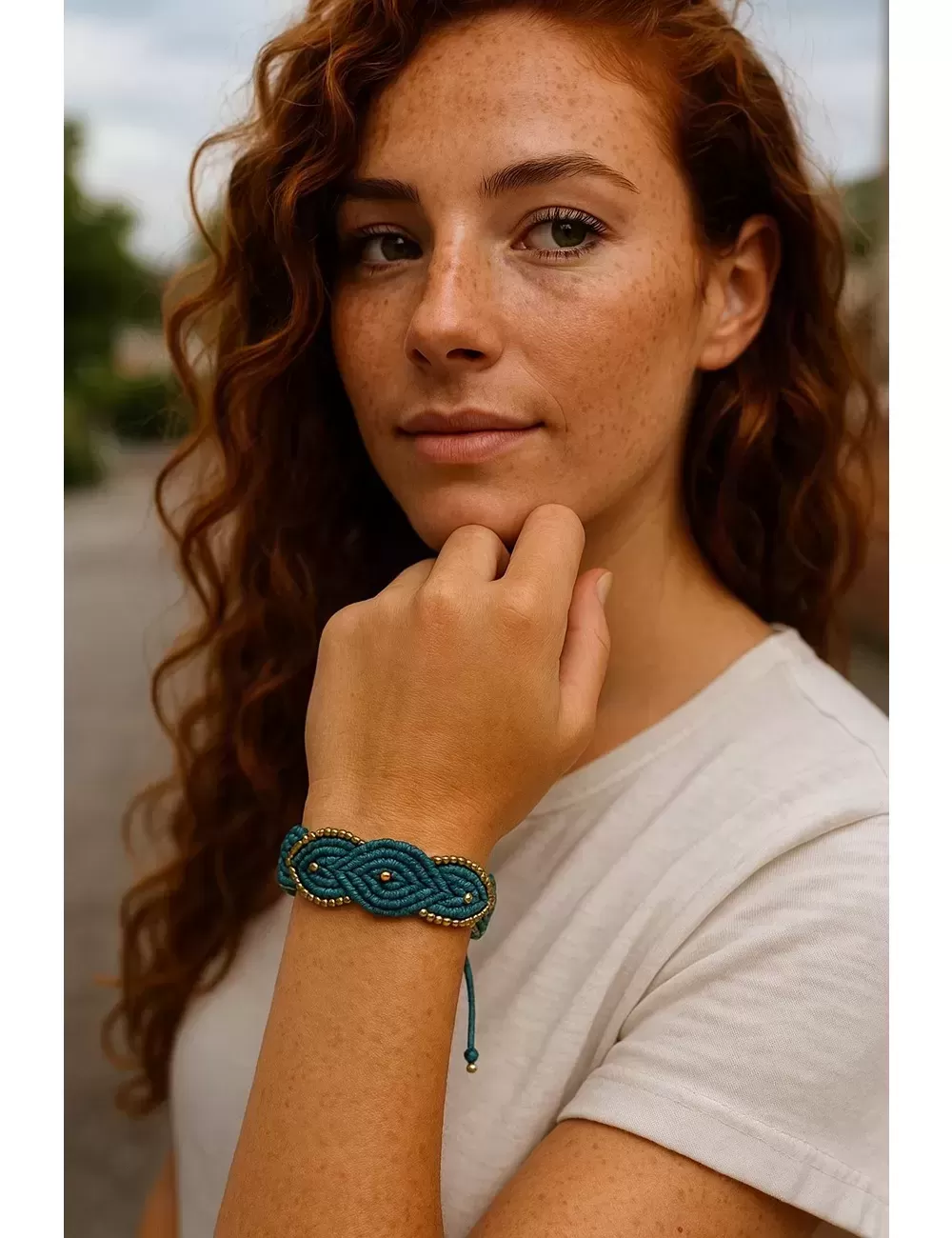 KBJ-27 : Macrame Square Wave Bracelet with Beads
