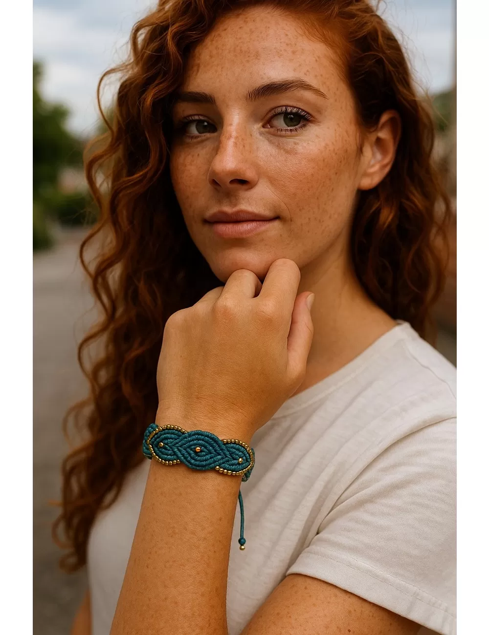 KBJ-27 : Macrame Square Wave Bracelet with Beads