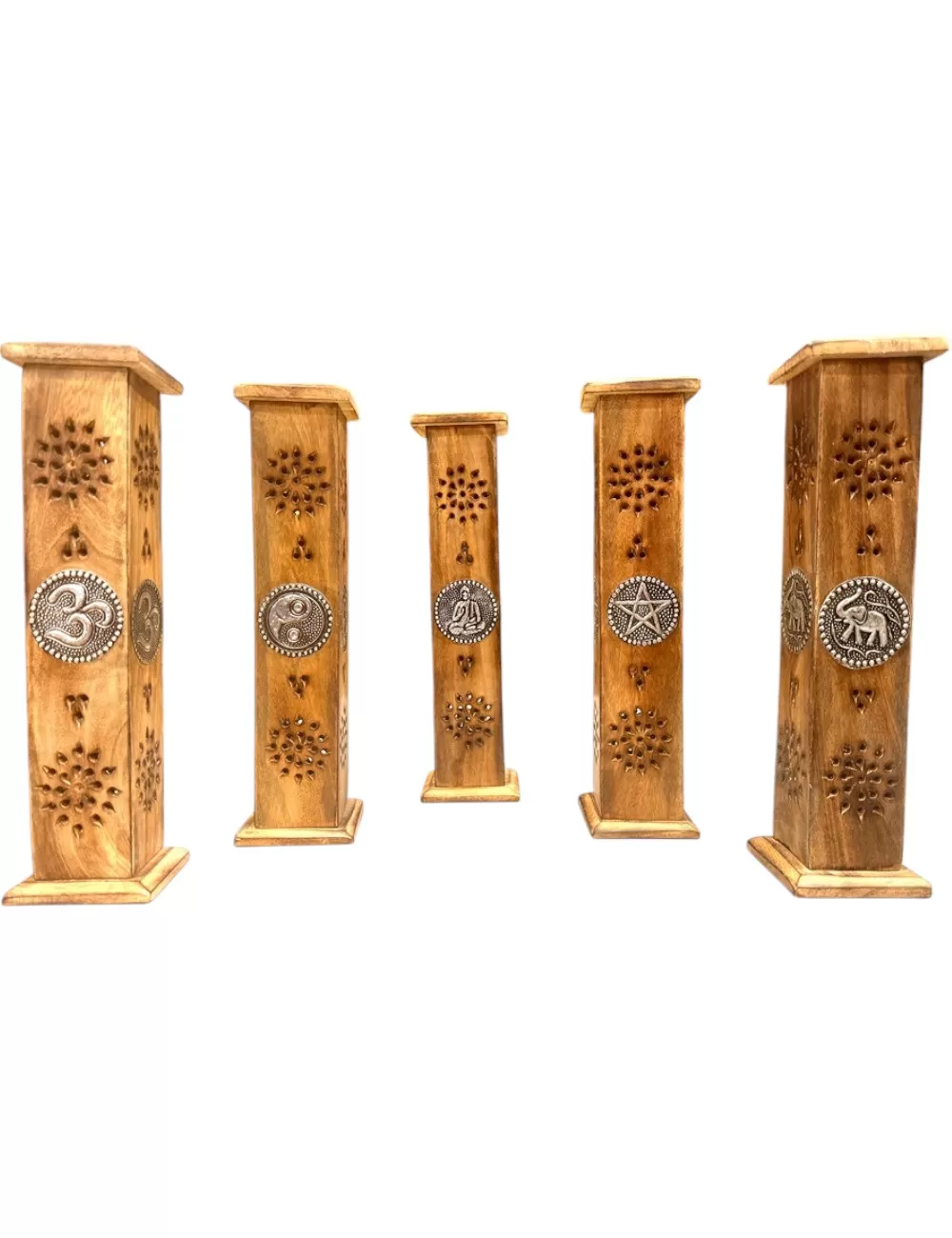 SIH-28: Wooden Incense Tower - Assorted Prints - Single Piece