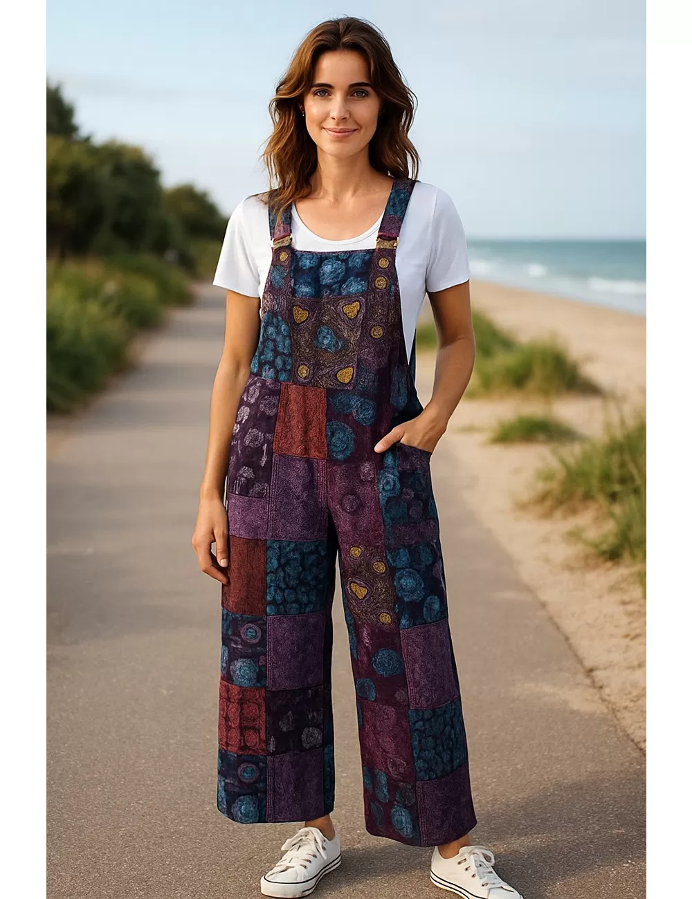 SF-64 : Patchwork Knee Length Dungarees