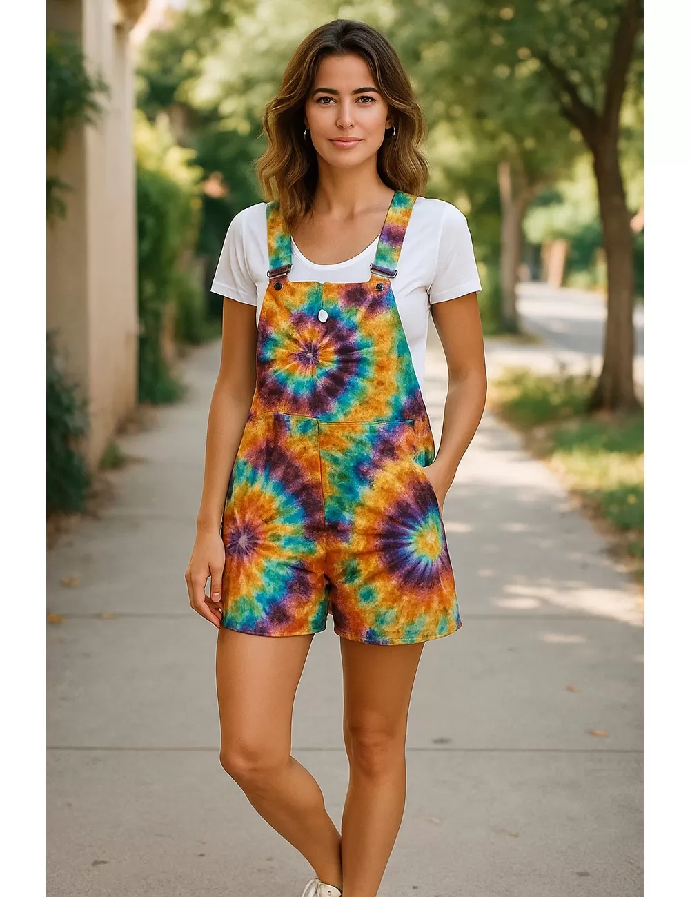 SF-59 : Tie Dye Knee Length Dungarees