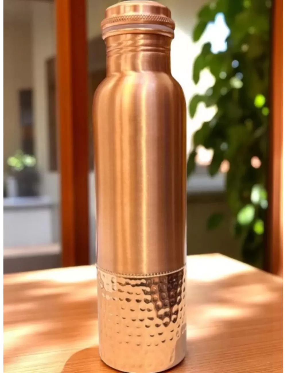 Pure Copper  Half Hammered Copper Bottle  With Lid