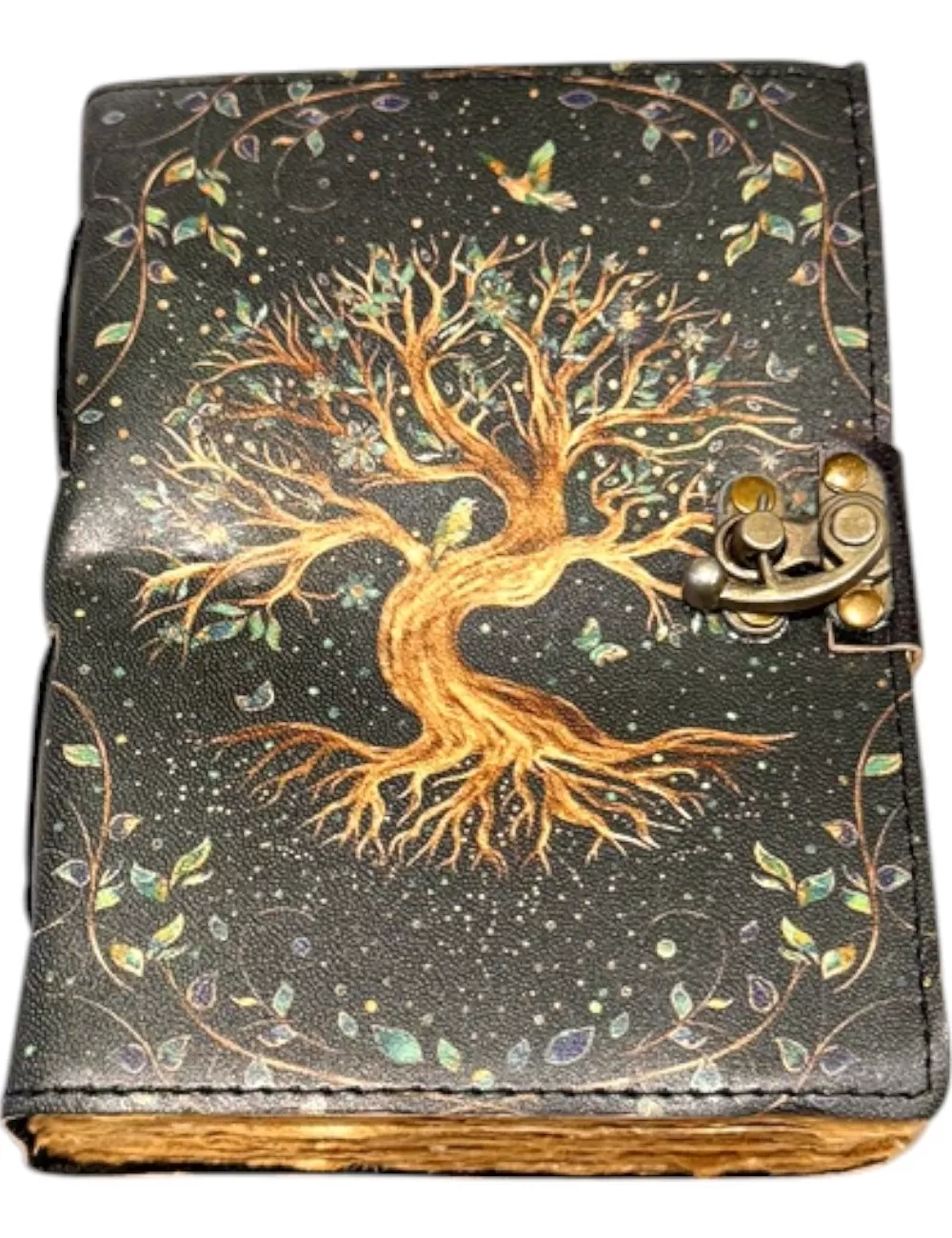 Antique Handmade : Old Tree Print Leather Diary : 13X18 cms