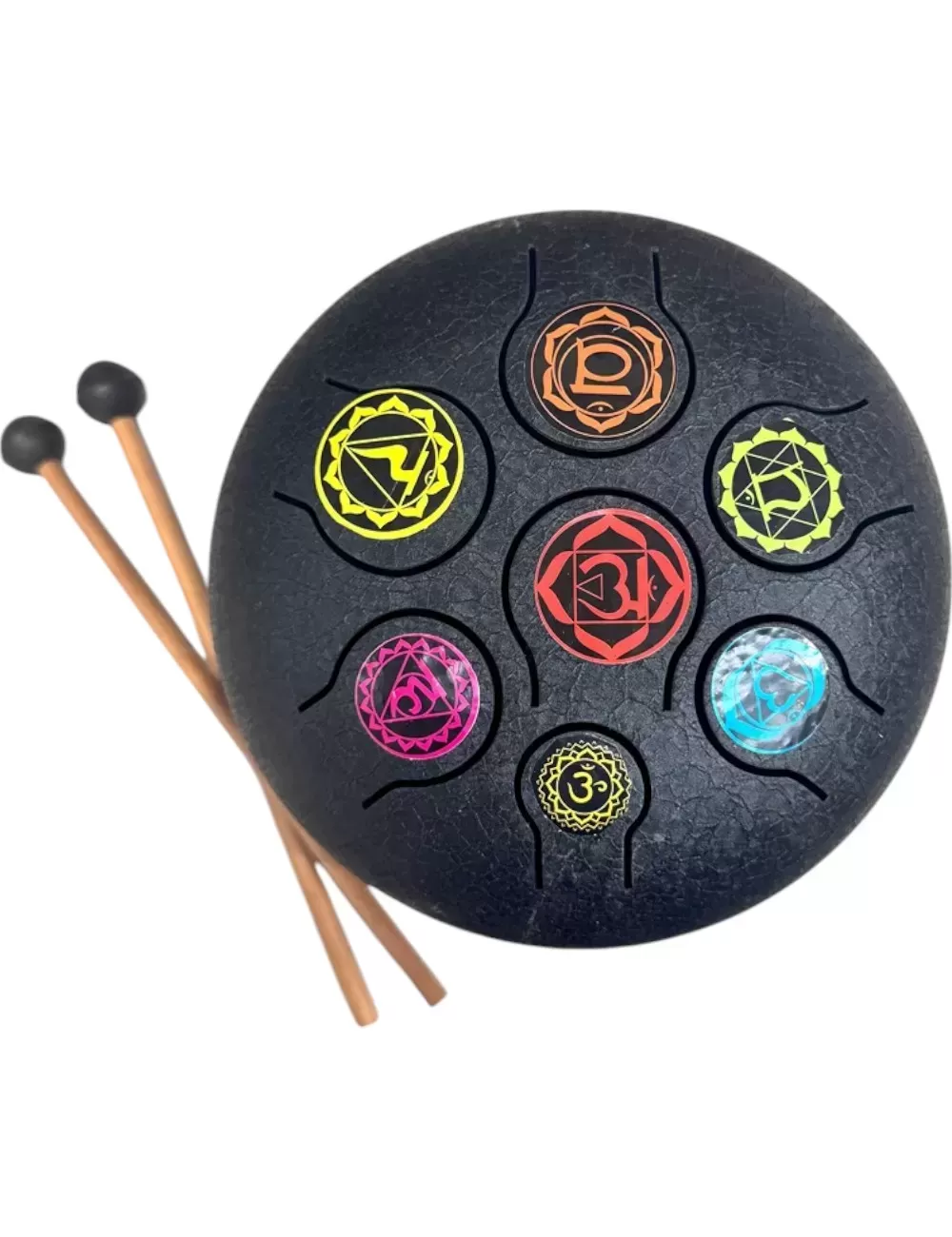 7-Chakra Black HAPI Drum - Small - 6.5 inches