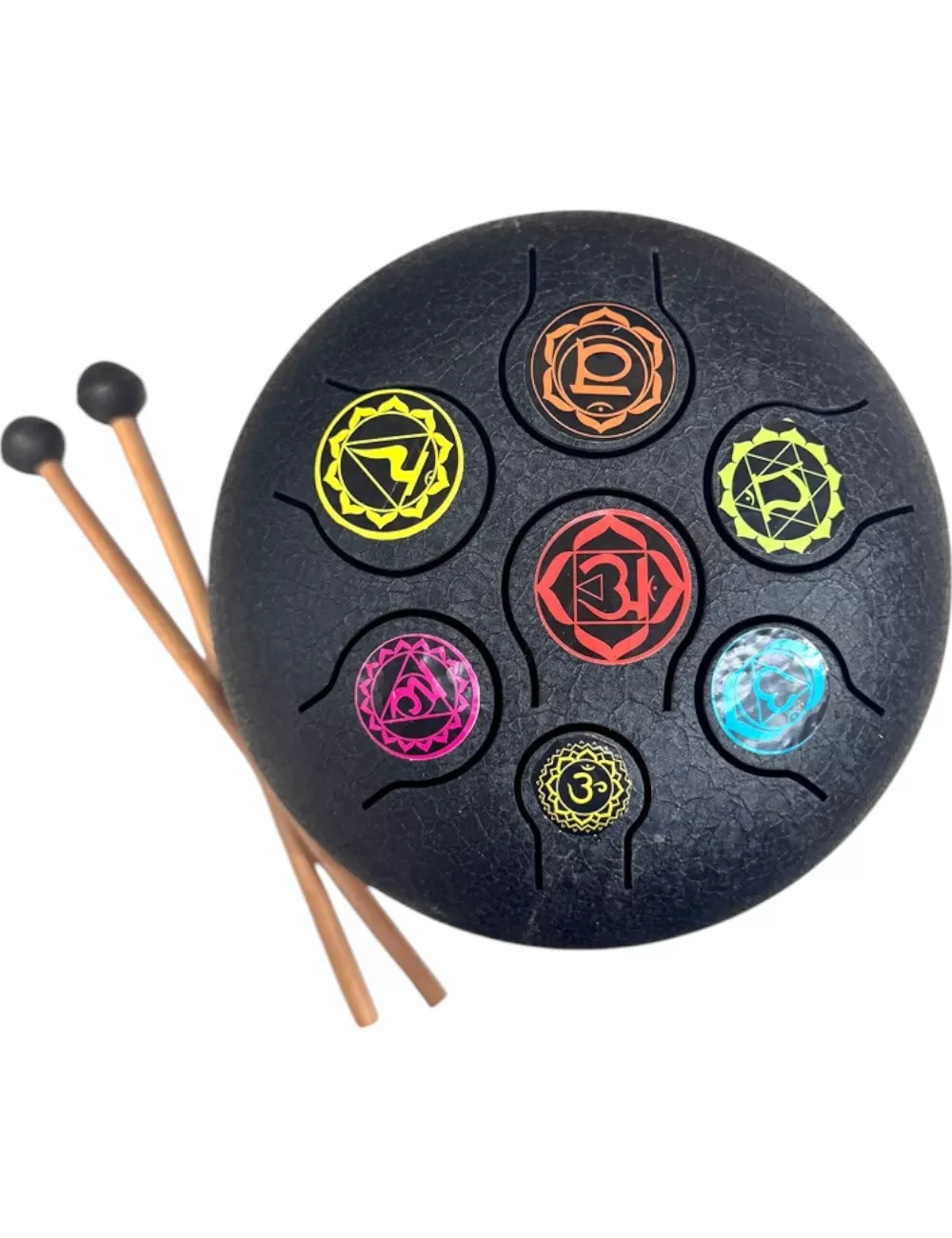 7-Chakra Black HAPI Drum - Small - 6.5 inches
