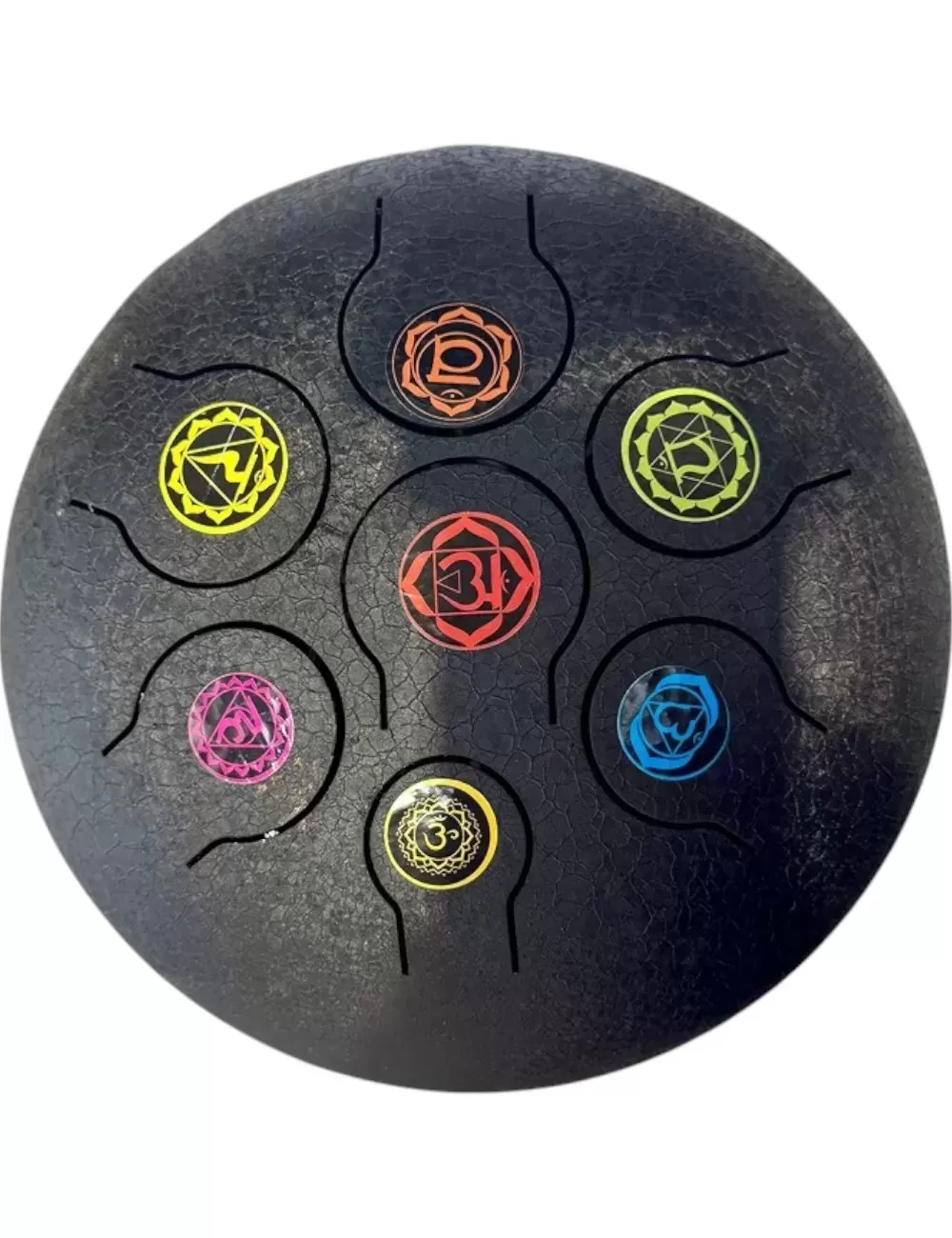 7-Chakra Black HAPI Drum - Large - 10 inches