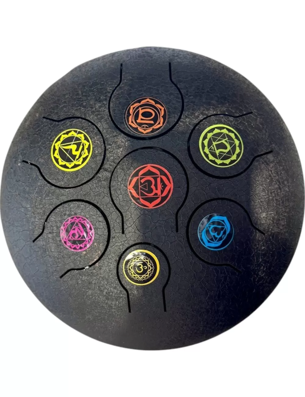 7-Chakra Black HAPI Drum - Large - 10 inches