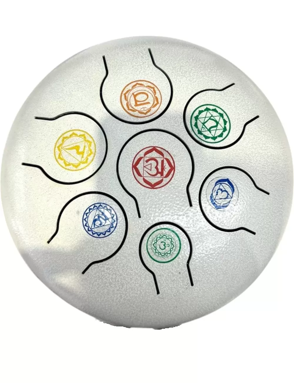 7 Chakra White HAPI Drum - Medium - 8.5 inches
