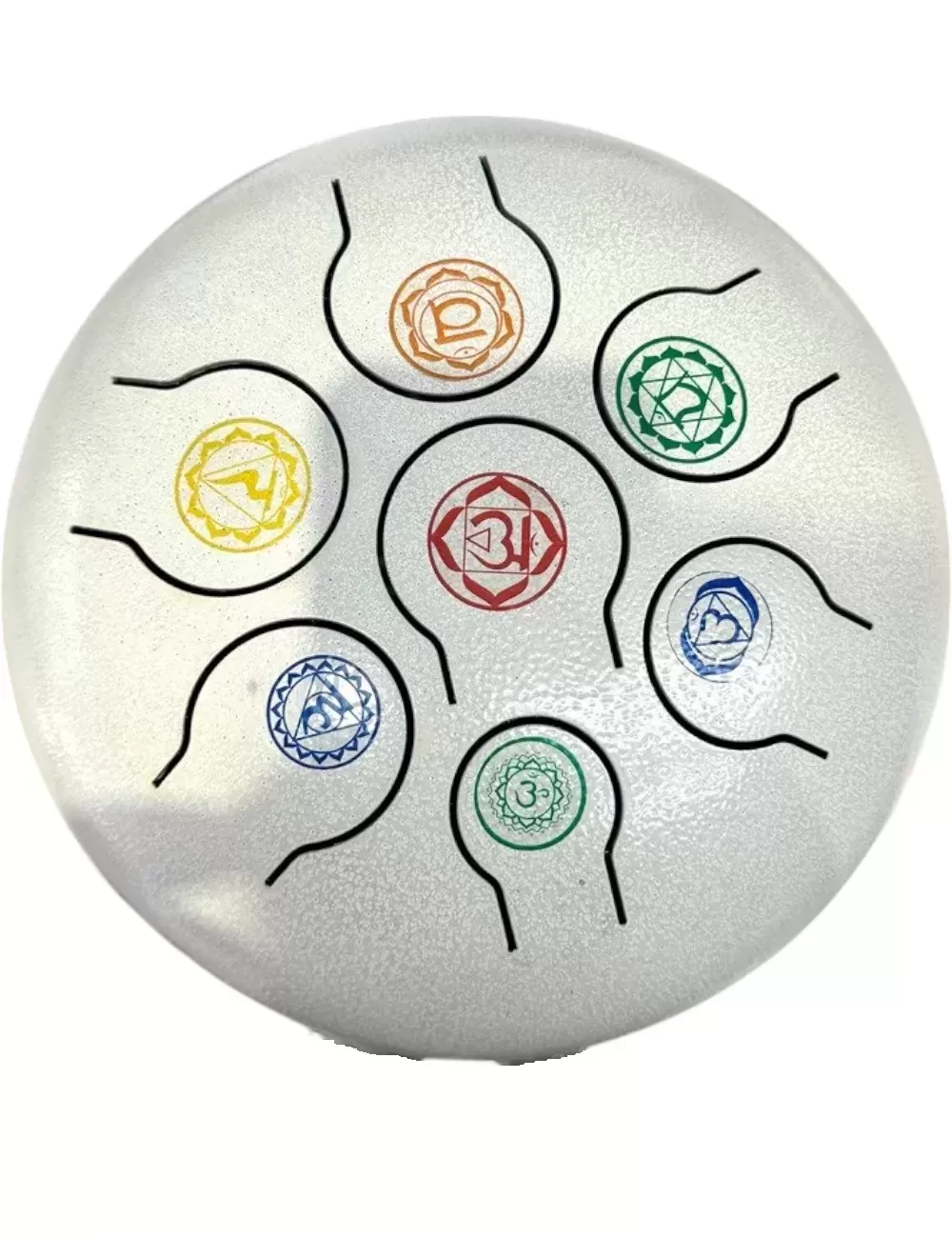7 Chakra White HAPI Drum - Medium - 8.5 inches