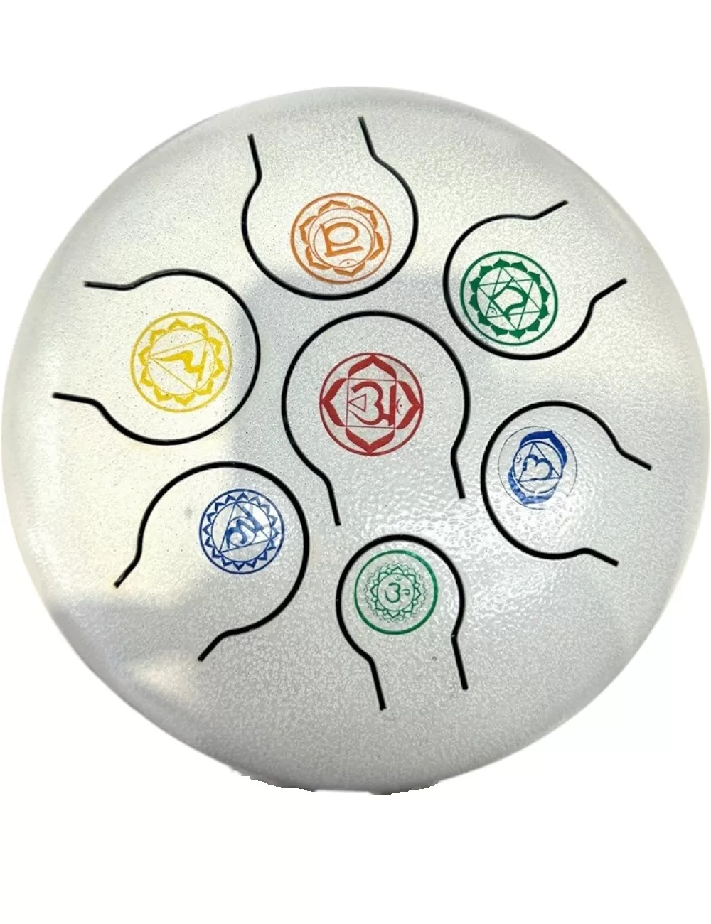 7 Chakra White HAPI Drum - Medium - 8.5 inches