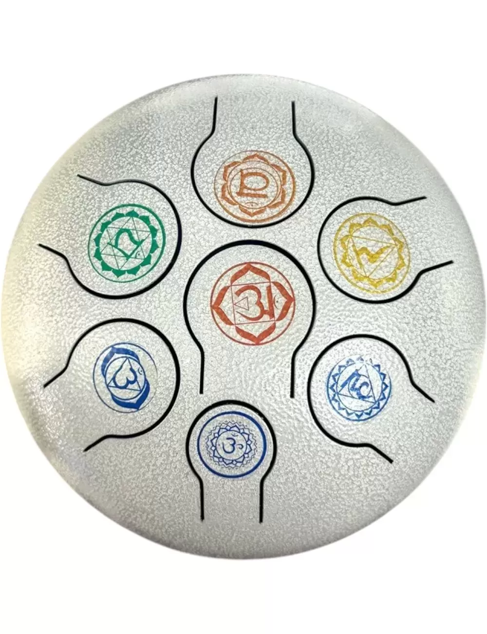 7 Chakra White HAPI Drum - Large - 10 inches