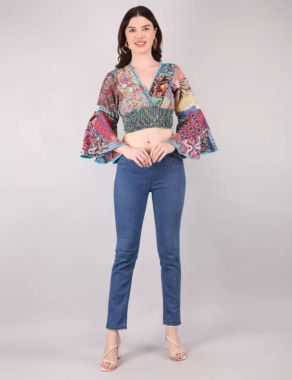 DB-59 : Patchwork Bell Sleeve Top