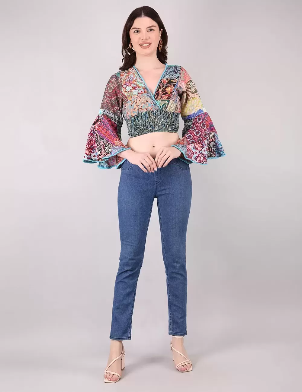 DB-59 : Patchwork Bell Sleeve Top