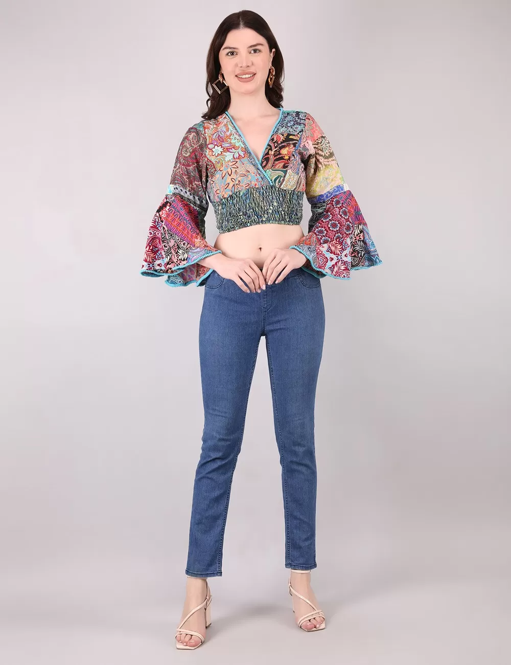 DB-59 : Patchwork Bell Sleeve Top