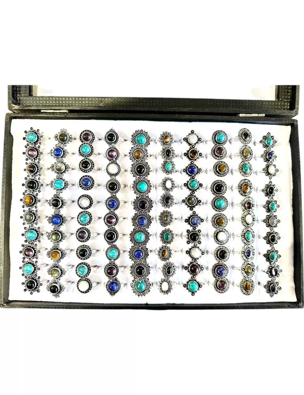 Tray 3 : Box of 100 Rings - Assorted Rings - Chunky Stone Rings