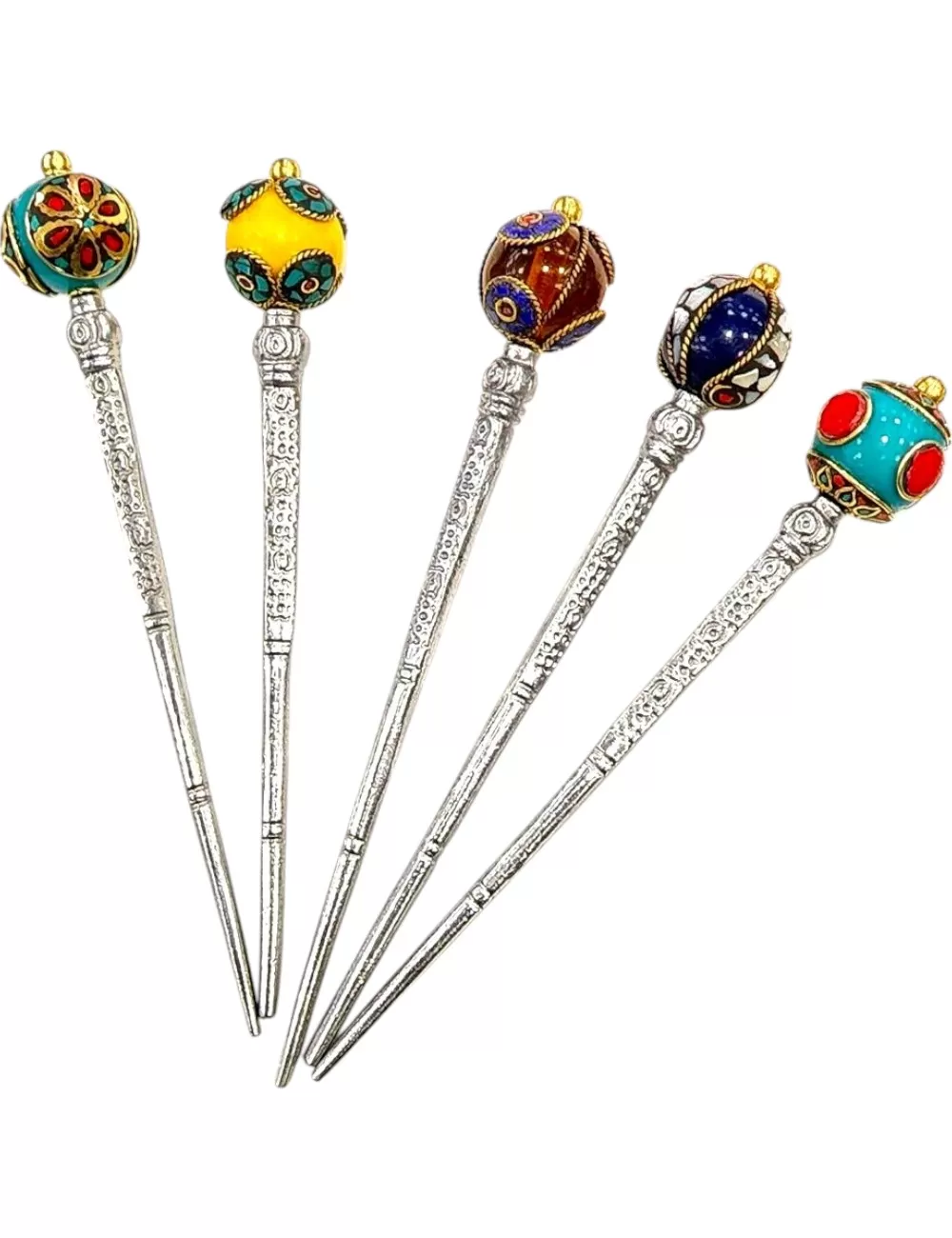 KHS-01 : Metal Bun (Juda) Hair Stick with Crystal End