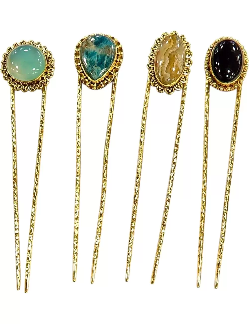 KHS-02 : 2 Ends Metal Bun (Juda) Hair Stick with Crystal End