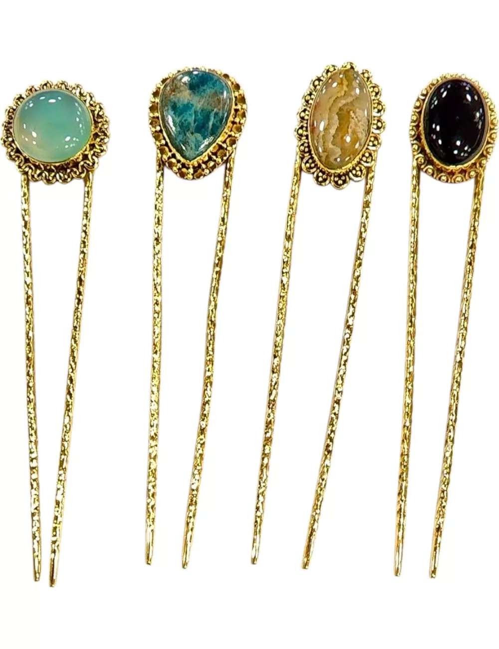 KHS-02 : 2 Ends Metal Bun (Juda) Hair Stick with Crystal End
